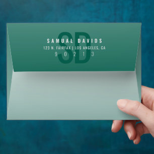 Modern Bold Emerald  Green Ombre Return Address Envelope