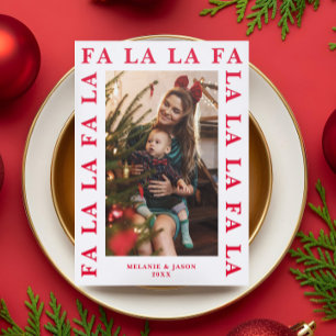 Modern Bold Fa La Typography Fun Photo Christmas Letterpress Photo Cards