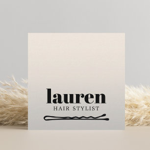 Modern Bold Faux Silver Black Bold Bobby Pin Hair Square Business Card