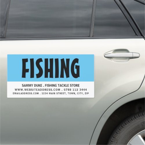 Modern Bold Fisherman Fishing Tackle Store Car Magnet