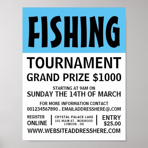 Modern Bold Fishing Tournament Event Advertising Poster