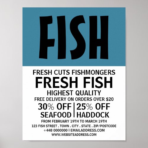 Modern Bold FishmongerWife Fish Market Poster