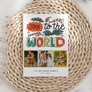 Modern Bold Floral Christmas Photo Holiday Card