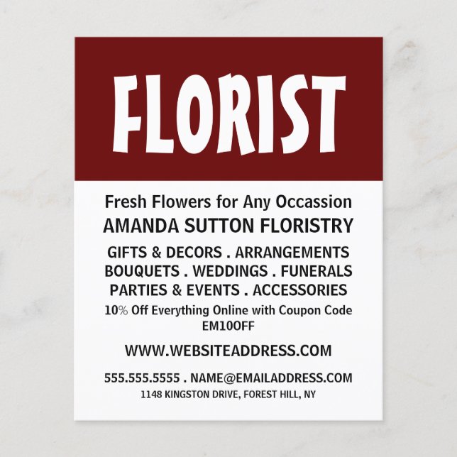Modern Bold, Floristry Advertising Flyer (Front)