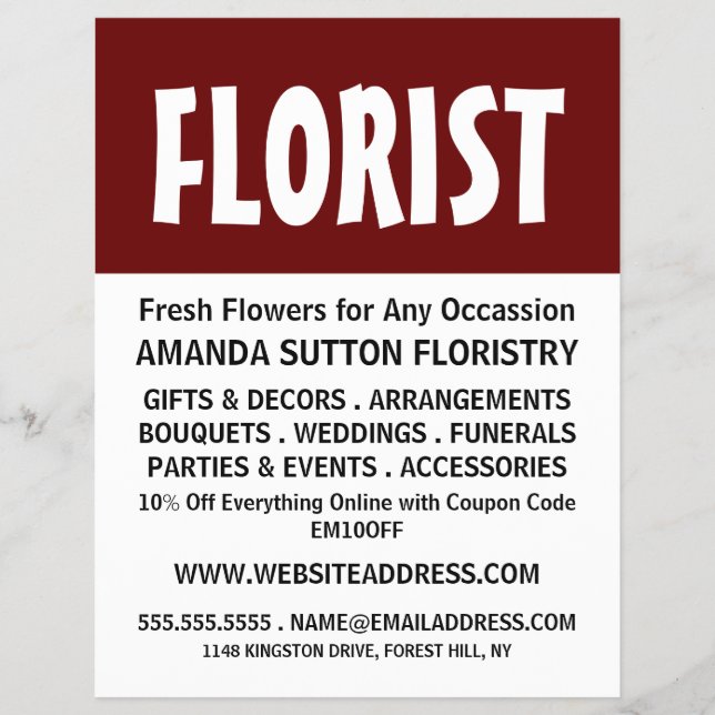 Modern Bold, Floristry Advertising Flyer (Front)