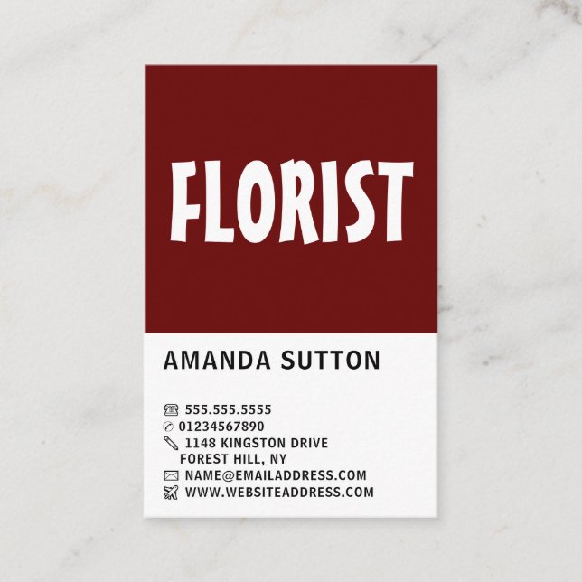 Modern Bold, Floristry Business Card (Front)