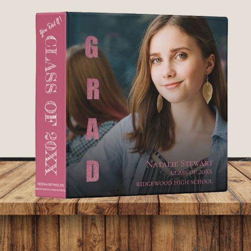 Modern Bold Font Class Of 2024 Graduation Photo 3 Ring Binder