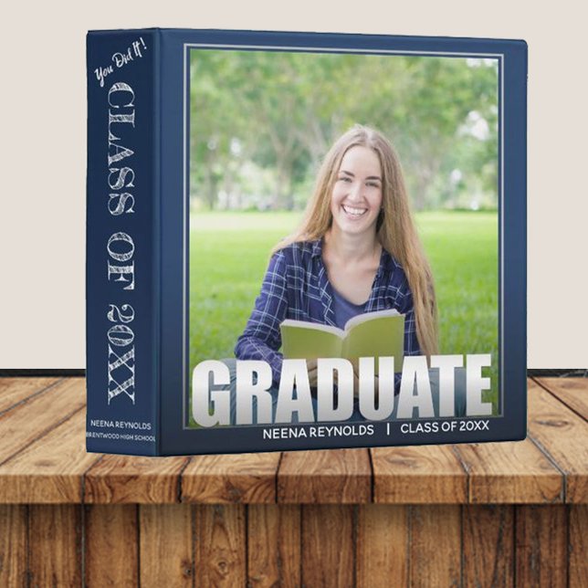 Modern Bold Font Class Of 2024 Graduation Photo 3 Ring Binder (Creator Uploaded)