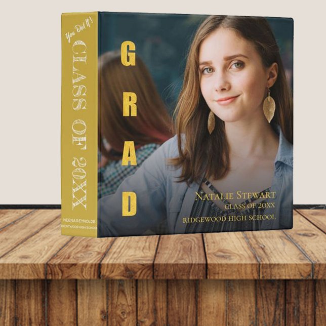 Modern Bold Font Class Of 2025  Graduation Photo 3 Ring Binder (Creator Uploaded)