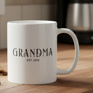 Modern Bold Font Established Grandma  Coffee Mug
