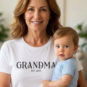 Modern Bold Font Established Grandma T-Shirt