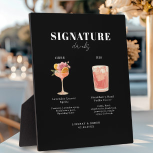 Modern Bold Font His & Hers Drinks Wedding Plaque