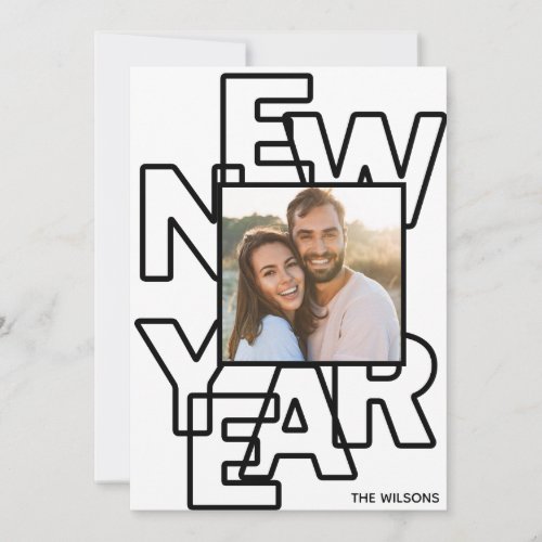modern bold font new year photo holiday card
