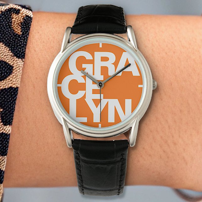 Modern Bold Font Typography Simple Bright Orange Watch (Creator Uploaded)