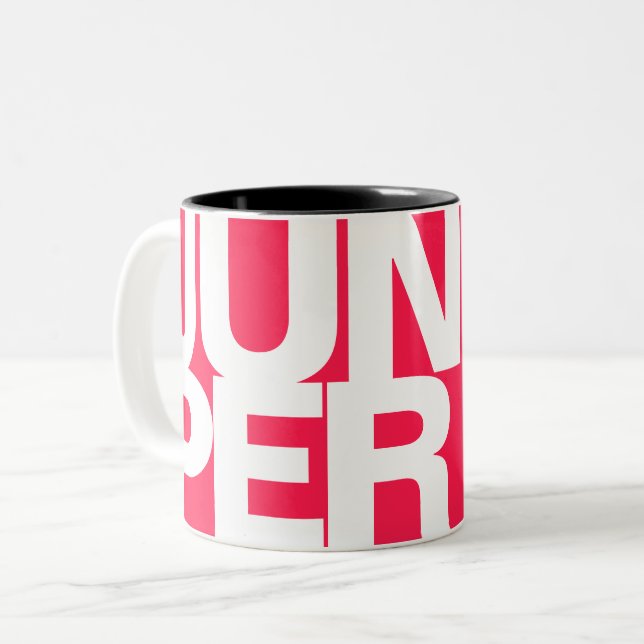 Modern Bold Font Typography Unique Name Juniper Two-Tone Coffee Mug (Front Left)