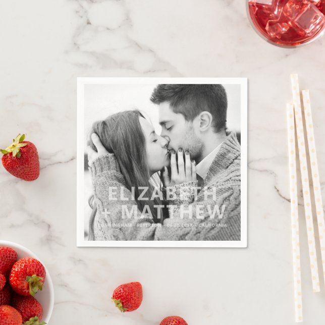 Modern Bold & Fun Typography Custom Photo Wedding Napkins (Insitu)