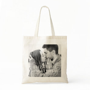 Modern Bold & Fun Typography Custom Photo Wedding Tote Bag