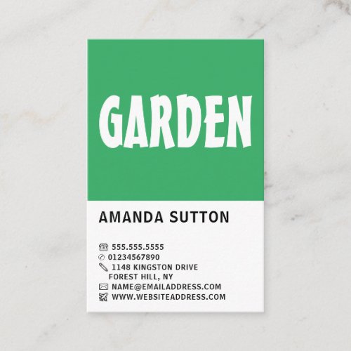 Modern Bold Gardener Horticulturist Business Card