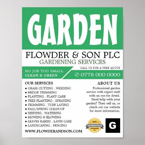 Modern Bold Gardening Service Horticulturist Poster