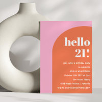 Modern Bold Geometric Pink Orange 21st Birthday