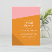Modern Bold Geometric Pink Orange Bridal Shower Invitation (Standing Front)