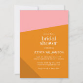 Modern Bold Geometric Pink Orange Bridal Shower Invitation (Front)