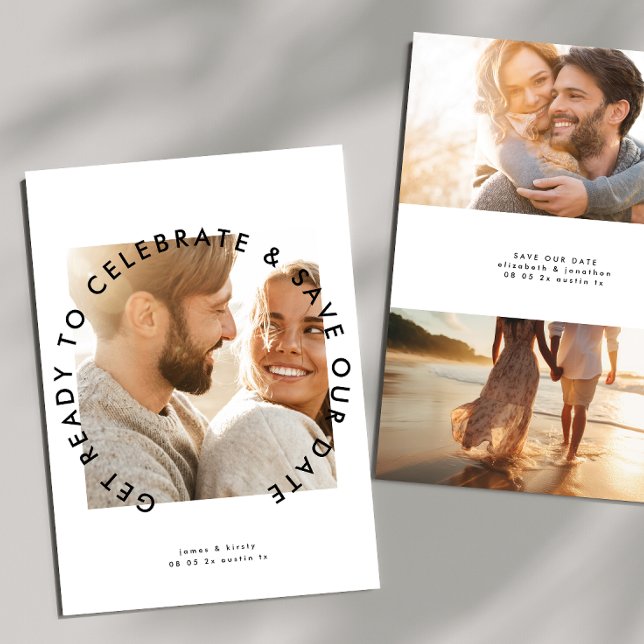 modern bold 'get ready to celebrate' photo save the date (Creator Uploaded)