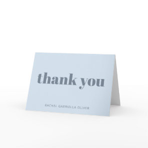 Modern Bold Glacier Blue Personalized Bat Mitzvah  Thank You Card