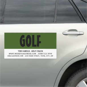 Modern Bold, Golf Club, Golfer, Golf Coach Car Magnet