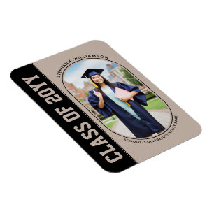 Modern Bold Grad Photo School College Graduation Magnet