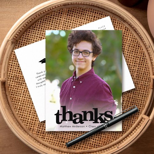 Modern bold graduation photo typography thank you postcard