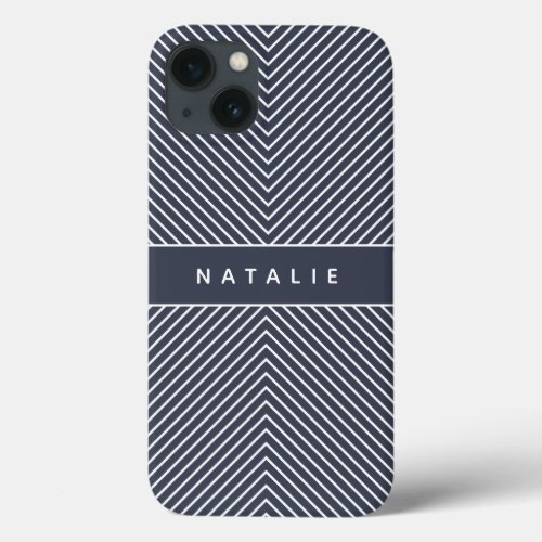 Modern bold graphic geometric stripe personalized iPhone 13 case
