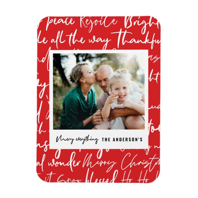 Modern bold graphic typography christmas photo hol magnet (Vertical)