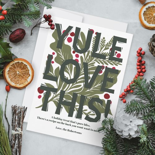 Modern bold graphic typography recipe holiday card