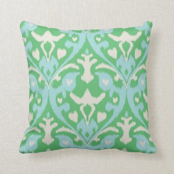 Modern Bold Green Blue Ikat Tribal Pattern Throw Pillow by TintAndBeyond at Zazzle
