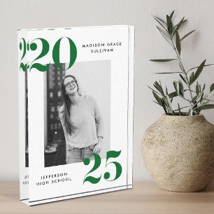 Modern Bold Green Class of 2025 Graduation Photo Block