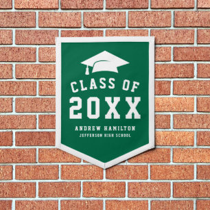 Modern Bold Green Class of 2026 Graduation Pennant