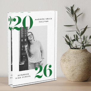 Modern Bold Green Class of 2026 Graduation Photo Block