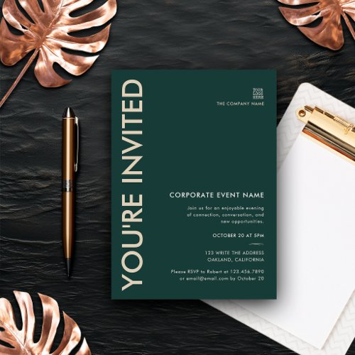 Modern Bold Green Corporate Business Event Party Invitation