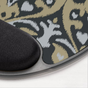 Modern bold grey beige black ikat tribal pattern gel mouse pad