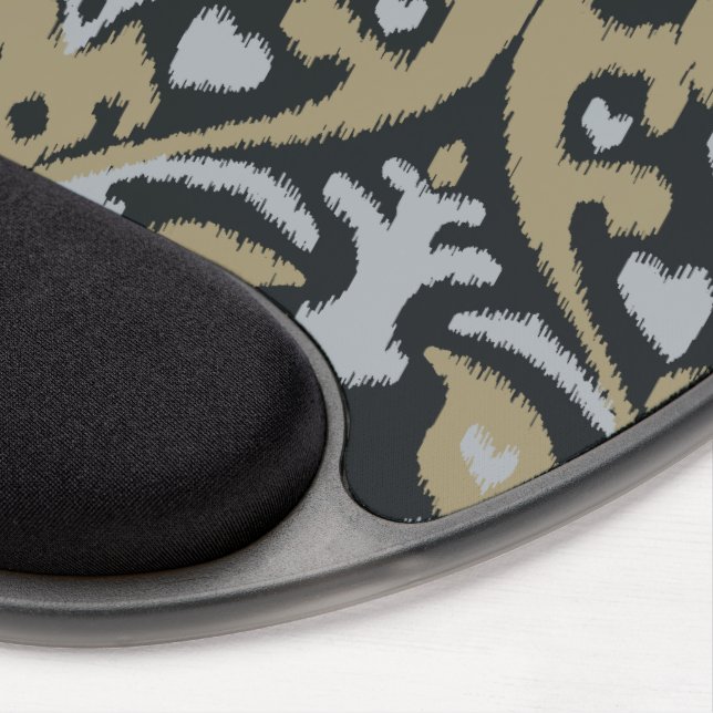 Modern bold grey beige black ikat tribal pattern gel mouse pad (Right Side)