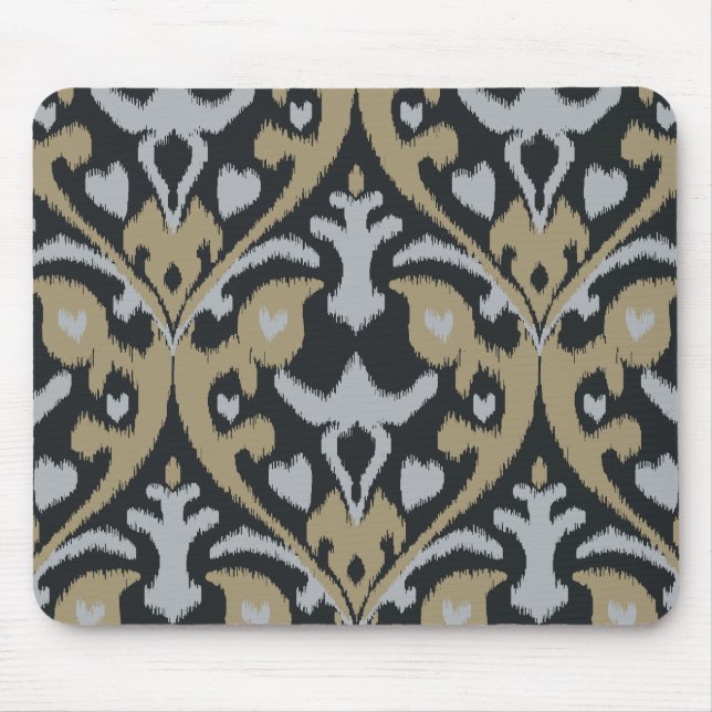 Modern bold grey beige black ikat tribal pattern mouse pad (Front)