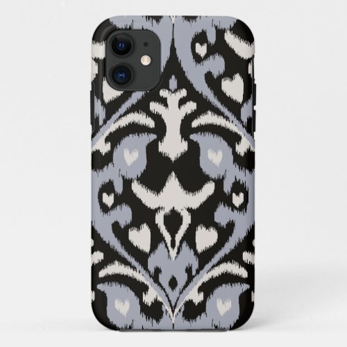 Modern bold grey black ikat tribal pattern iPhone 11 case