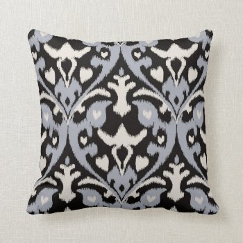 Modern Bold Grey Black Ikat Tribal Pattern Throw Pillow by TintAndBeyond at Zazzle