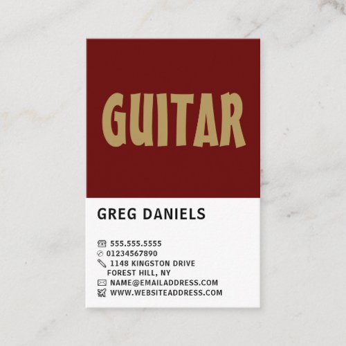 Modern Bold Guitarist Professional Musician Business Card
