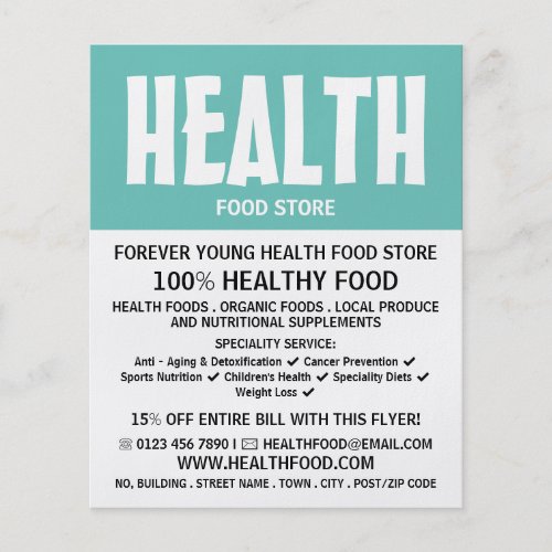 Modern Bold Health Food Store Advertising Flyer