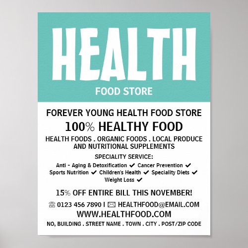 Modern Bold Health Food Store Advertising Poster