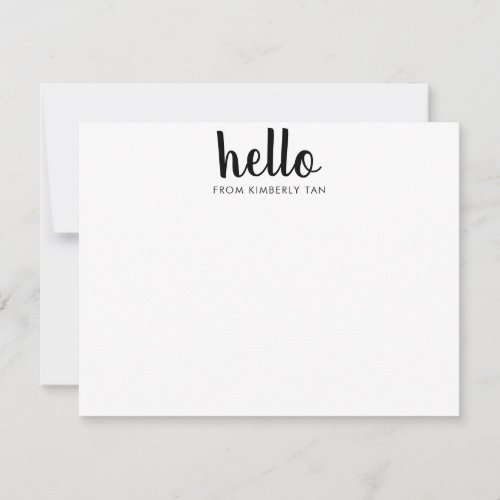 Modern Bold HELLO Script From Name Typography Note Card