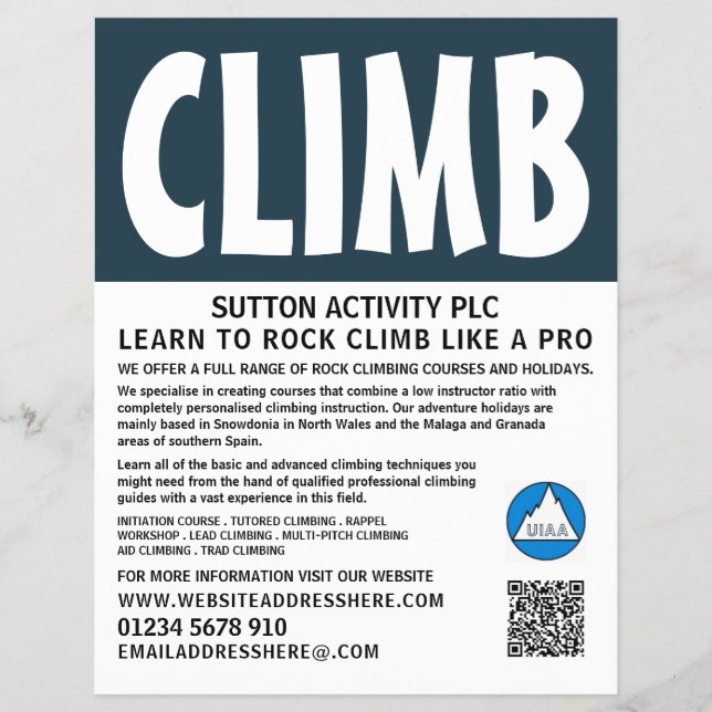Modern Bold, Hiking & Climbing Advert Flyer (Front)