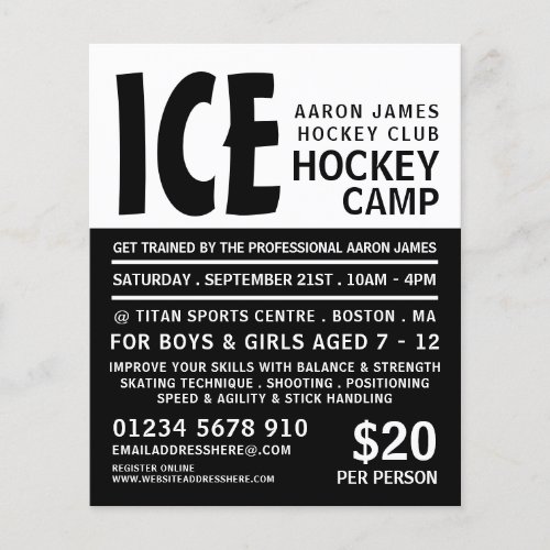 Modern Bold Hockey Camp Advertising Flyer